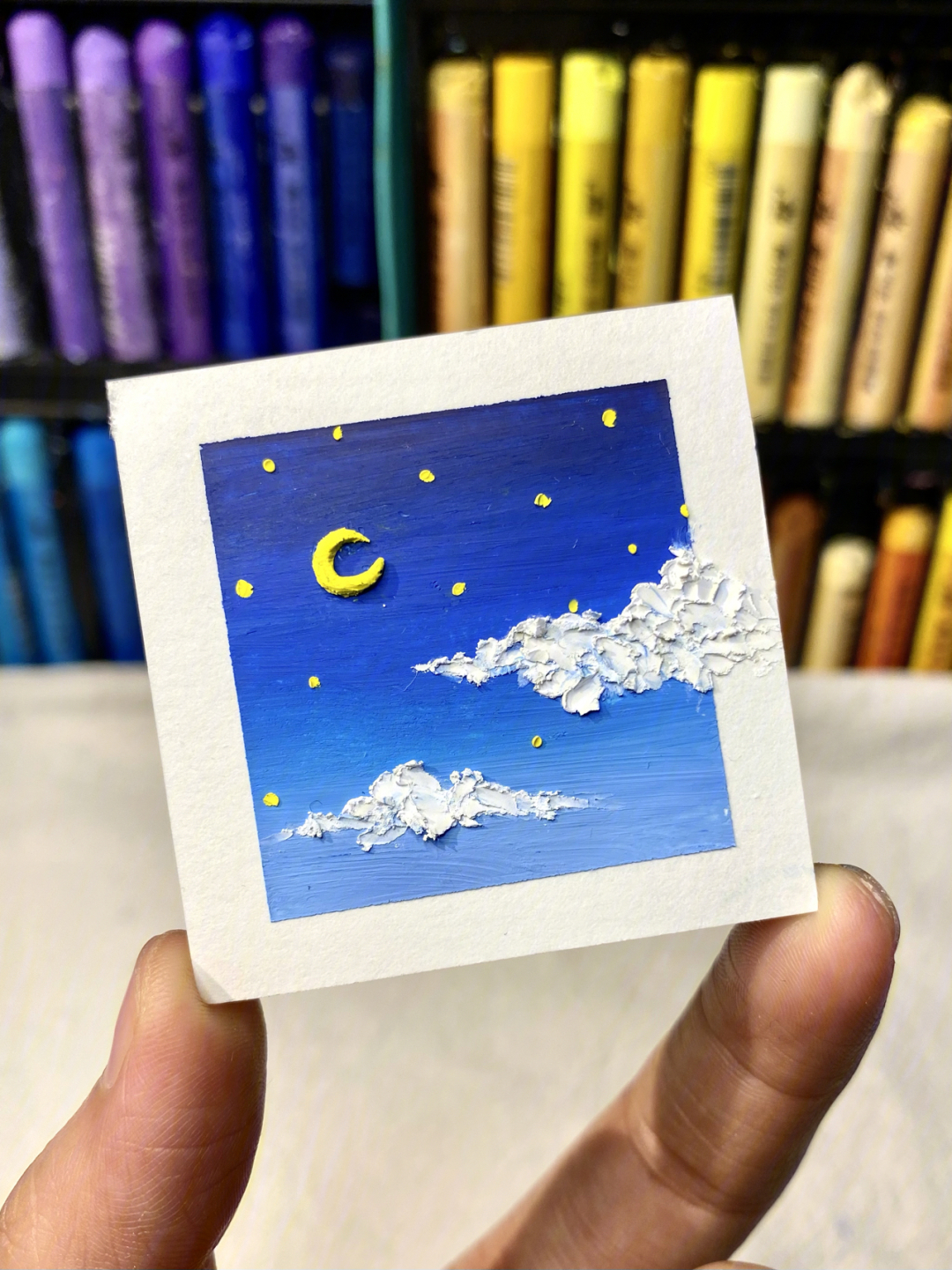 油画棒画夜空