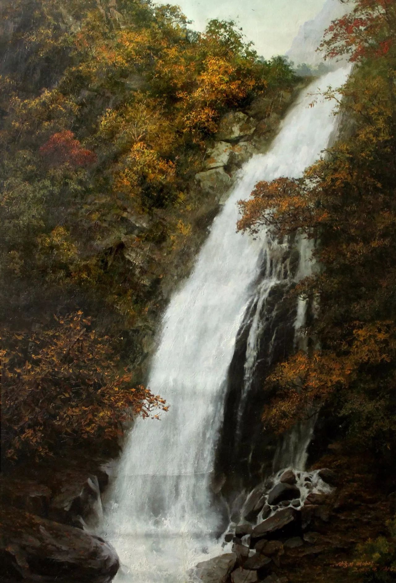 最美朝鲜山水油画风景图片大全