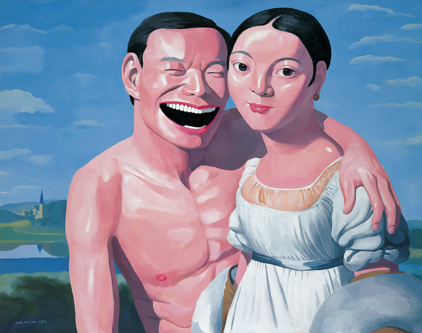 岳敏君油画作品图片中的结婚仪式