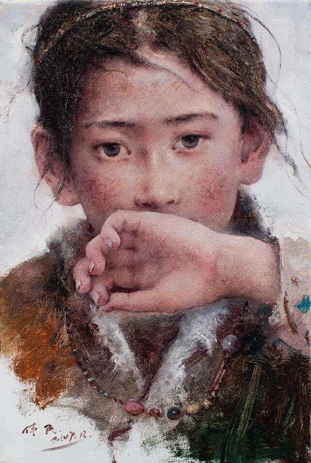 油画人物作品图片简单之美