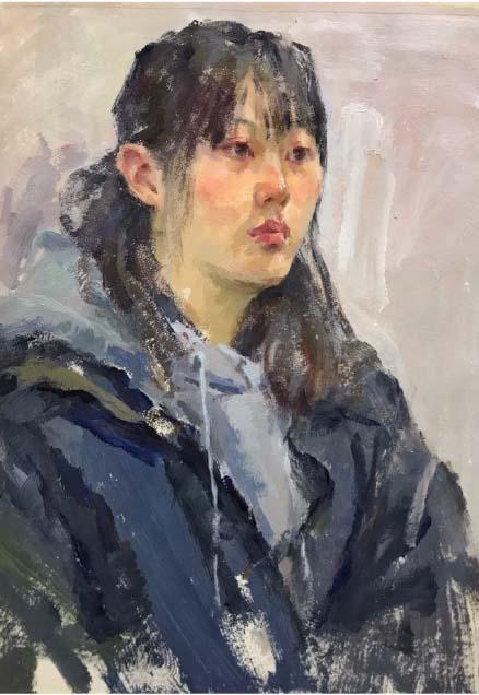 油画人物头像女，唯美之境