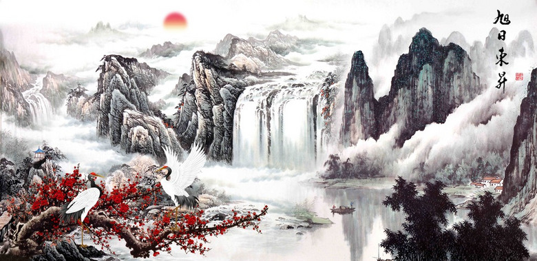 探寻中国山水画之美，国画山水画图片大全的绝妙风景