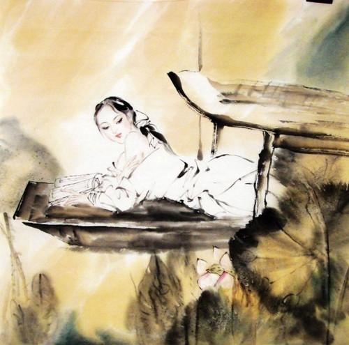 当代国画中的美女人物，传统与现代的交融