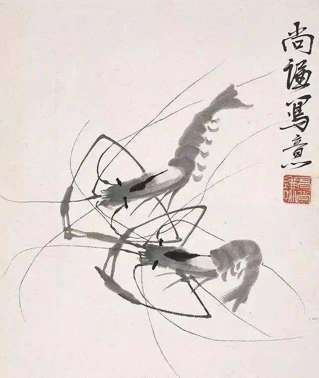 齐白石画的虾，艺术与生命的灵动展现