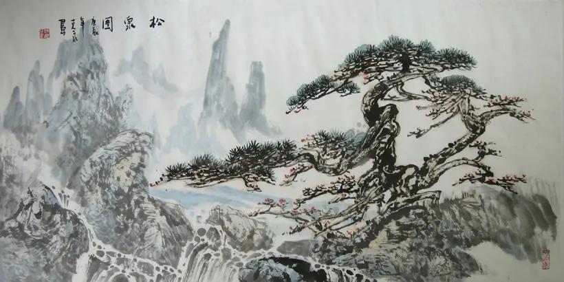 山水之韵，墨色之舞——探索水墨画中的山水风景图片