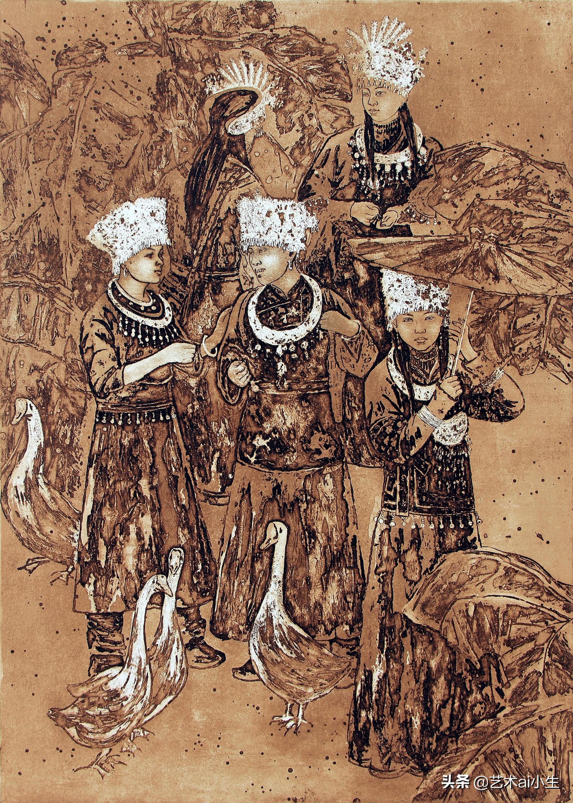 梁进宝版画作品，中国书画网上的艺术瑰宝