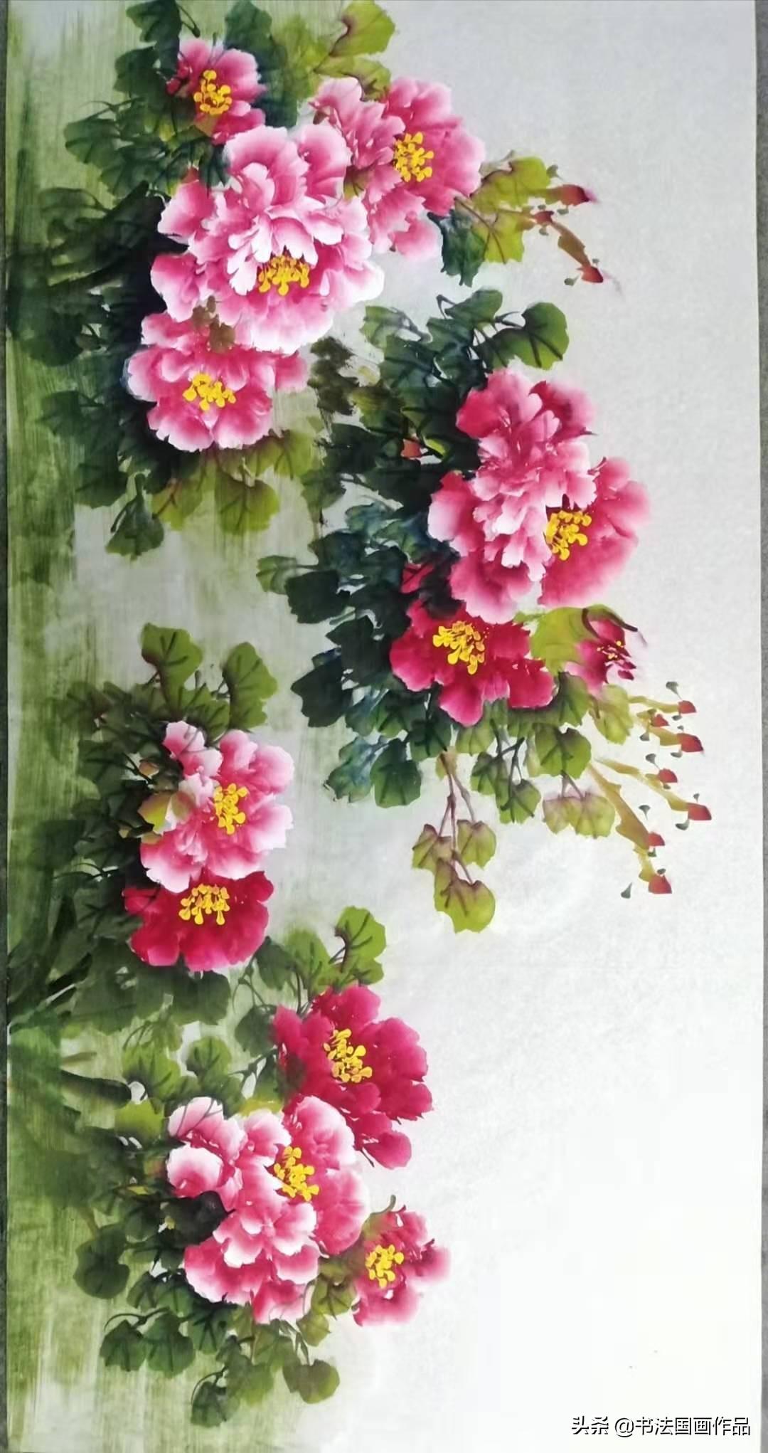 赏心悦目，一幅大幅牡丹国画作品的艺术魅力