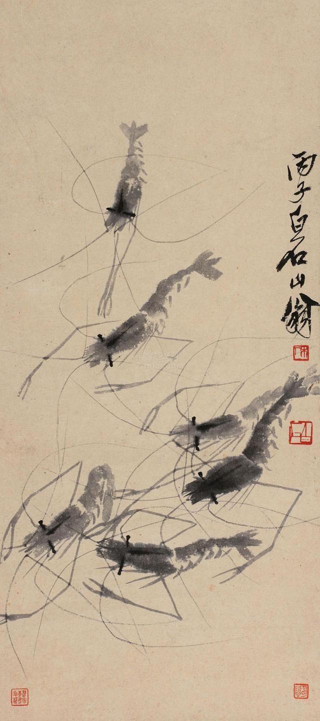 齐白石虾图，笔墨间的灵动与雅趣