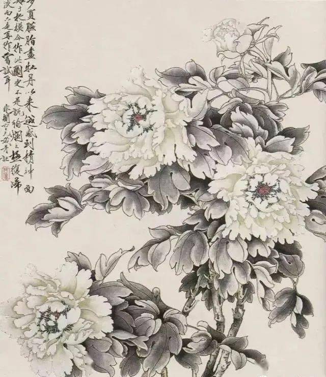 牡丹花国画大师的匠心独运，笔墨间的华贵与雅致