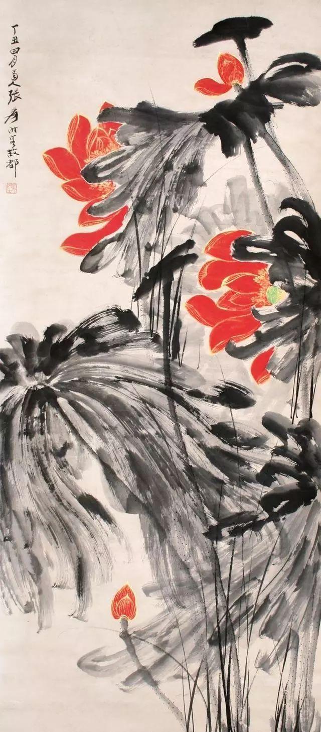 黑白韵味，国画荷花图片大全大图赏析
